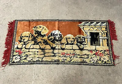 Vintage Puppy Dogs On Rock Wall Tapestry Wall Rug Hanging Decoration • $29.99