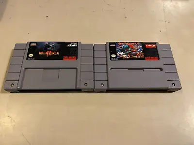 Super Nintendo/SNES Game LOT Street Fighter II/Mortal Kombat II AUTHENTIC/TESTED • $39.95