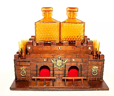 Vintage S. SPER BIJOU Castle Bar Set Medieval Hidden Decanters & Shot Glasses • $59.99