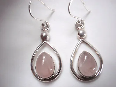 $18.99 • Buy Rose Quartz Teardrop 925 Sterling Silver Dangle Earrings You Get Exact Earrings