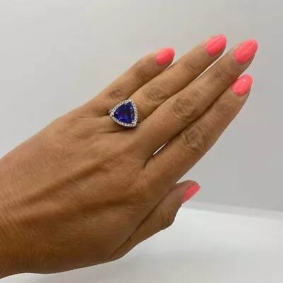 2CT Trillion Cut Lab Created Blue Tanzanite Wedding Ring 14K White Gold Finish • $80.99