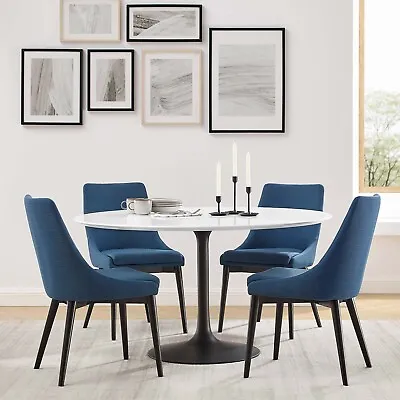 Modway Lippa Mid-Century Modern 54  Round Dining Table In Black White • $889.99