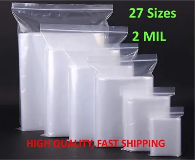 Clear Zip Seal Top Lock Plastic Bags 2Mil Reclosable Jewelry Zipper Pill Baggies • $11.30