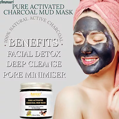 Organic Bamboo Charcoal Peel Off Face Mask With Kaolin Bentonite Clay Blackhead • £12.99