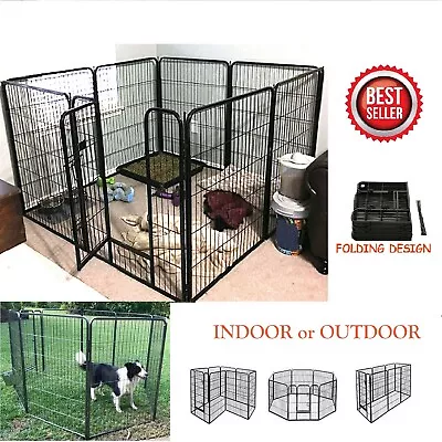 $144 • Buy Large Pen Dog Kennel Puppy Playpen 8 Panel 32 Inch Tall With Door Indoor Outdoor
