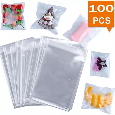 100Pcs Transparent Self Adhesive Seal Bags Cellophane Plastic Packing Storage • $2.44
