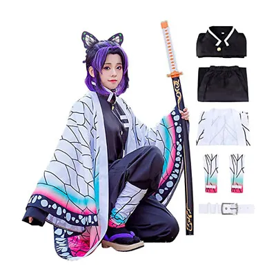 $18.47 • Buy Kids Adult Demon Slayer Costume Kochou Shinobu Cosplay Kimono Wig EXPRESS POST