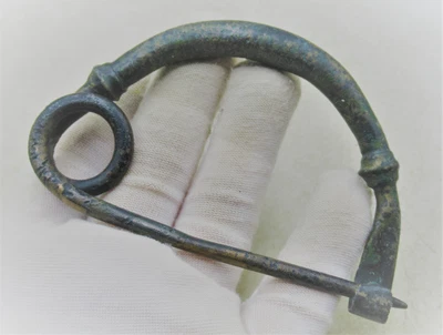 £99 • Buy Rare Ancient Greek Archaic Bronze Decorated Fibula Brooch.