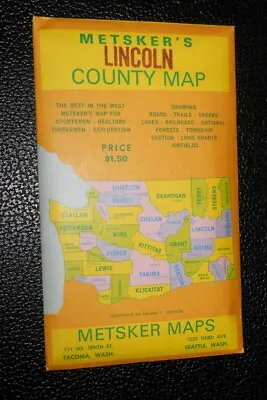 1960's Thomas Metsker's Map Of Lincoln County Washington Excellent Condition • $19.95