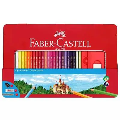 Faber-Castell Pencils Classic Colour Wood Hexagonal Shape Tin Of 48 (115888) • $26.99