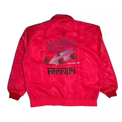 Vintage 90s Ferrari Magneti Marelli Red Windbreaker Jacket Mens One Size Large • $170.99