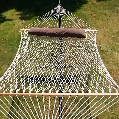 Cotton Rope Hammock Double Size W/Spreader Bar Pillow Capacity 450 Lbs • $59.99