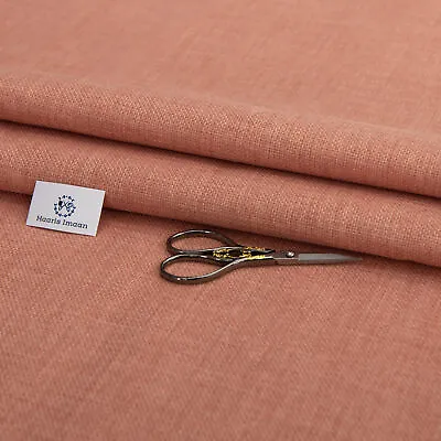 Salmon Linen Look Upholstery Fabric Soft Material Curtain Sofa Cushion & Car  • £7.97
