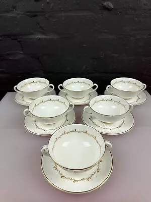 6 X Royal Doulton Rondo H.4935 Soup Coupes Bowls And Saucers / Stands Set • £44.99