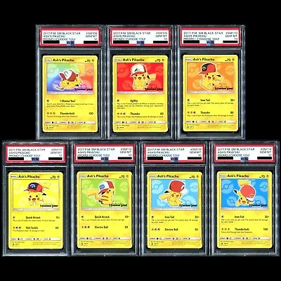 Ash's Pikachu SM108-114 PSA 10 Pokemon I Choose You Promo Sequential Set • $1600.22