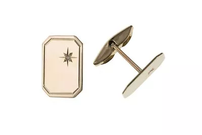£613.65 • Buy Rectangular Diamond Set Cufflinks Gold