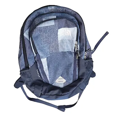 $29.99 • Buy The North Face Vault Backpack Denim Patchwork Print LAPTOP 2 Water Bottle Pocket
