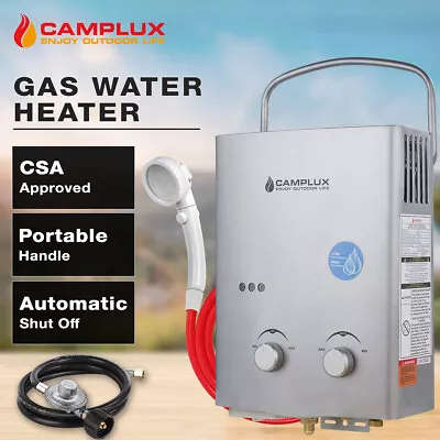 Camplux Tankless Propane Gas Water Heater 1.32GPM 12V Pump Extension Hose Shower • $169.99