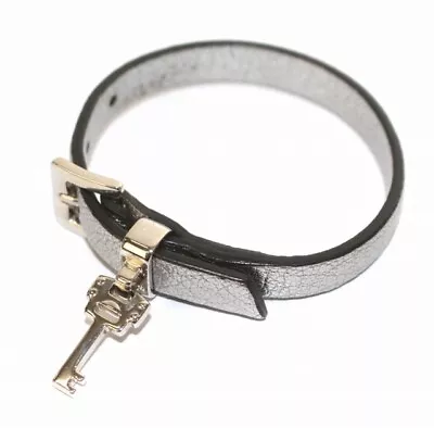 Miumiu Belt Bracelet Bangle Key Charm Motif Leather Metal Gray /Dk Oh Ladies • $173.46