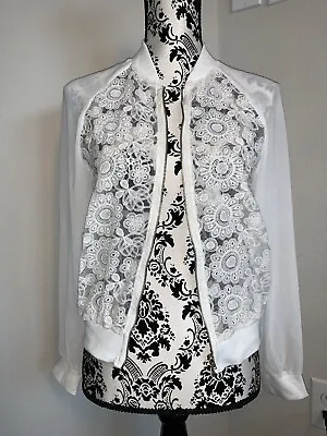 NWOT H&M Divided Romantic Mod Lace Bomber Jacket Sz 4 SOLDOUT • $19.99