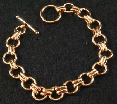 Shiny Solid Copper Chain Link Bracelet 8.25  Long 7.5  10mm Wide Mens Womens • $18.95