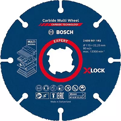 Bosch EXPERT Carbide Multi Wheel X LOCK Cutting Disc 115 Mm 22.23 Mm 2608901192 • £10.98