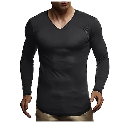 $13.59 • Buy Men's Slim Fit V-Neck Long Sleeve T-Shirt Muscle Shaper Workout Tee Tops Blouse