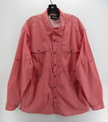 Orvis Shirt Men XL Pink Trout Bum Vented Hiking Plaid Fishing Mesh Lined Woven • $33.92