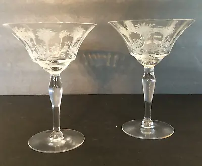 Vintage Morgantown CHAMPAGNE Glass Stemmed Clear 5 3/4  MCM Set Of 2 • $8.62