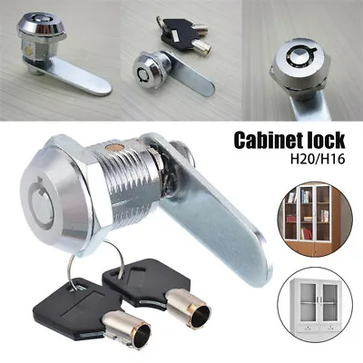 16/20 Mm Barrel Drawer Cabinet Mail Box Locker Cam Lock Door Cupboard With 2 Key • £7.19
