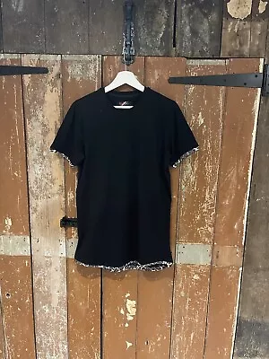 HUGER Short Sleeve T-Shirt Top Men's Size Medium Black Animal Print Trim • $12.42