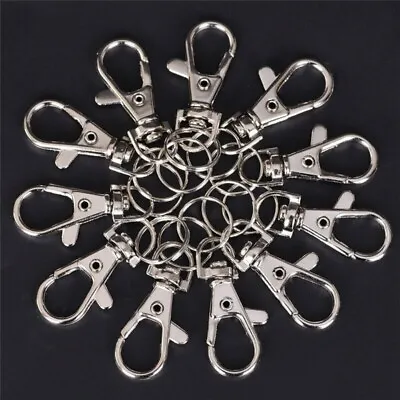 10PCS Silver Swivel Trigger Clips Snap Lobster Clasp Hook Bag Key Ring Hooks ZS • £4.61