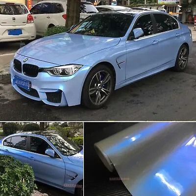 50FT X 5FT Car Wrap Grey Blue Chameleon Pearl Metallic Chrome Vinyl Sticker US • $343.53