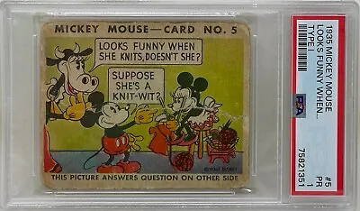 1935 Mickey Mouse Gum Card Type I Looks Funny When... #5 WALT DISNEY PSA PR 1 • $129.99