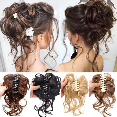 $8.63 • Buy Natural Clip On In Messy Bun Hair Piece Extension Hair Claw Clip Wedding Updo US