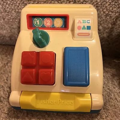 Fisher-Price VINTAGE Cash Register Child's Toy 5 1/2  Tall W/ Bell Sounds • $10