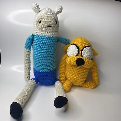 Adventure Time Jake The Dog & Finn Handmade Crocheted Dolls Cartoon Network • $150