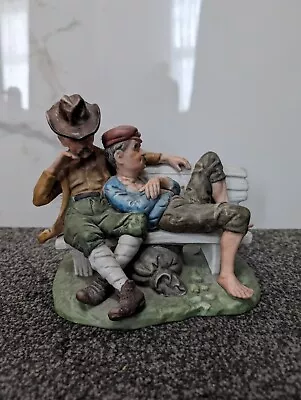 Vintage Capodimonte Porcelain Figurine Drunk Men On Bench 18 X 16 Cm Rare • £13