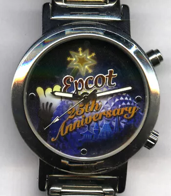 Used Silver Disney EPCOT 25th Anniversary Watch With Silver Metal Band LE 250 • $69.99