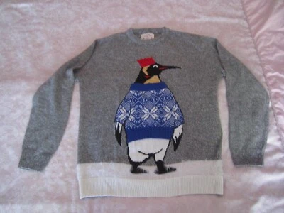 £2.49 • Buy VGC Men Knitted Christmas Jumper Sweatshirt Top Pinguin Grey Blue Next Size XL 