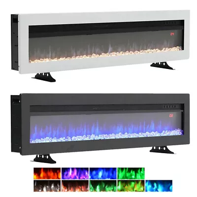 Electric Fireplace Recessed & Wall-Mounted Heater Timer Adjustable 40/50/60 Inch • $129.55