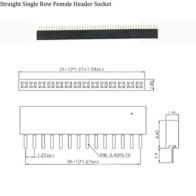 £1.55 • Buy 40 50 Pins 1.27mm PCB Straight/Angle/SMT Pin Header Socket Single Or Double Row