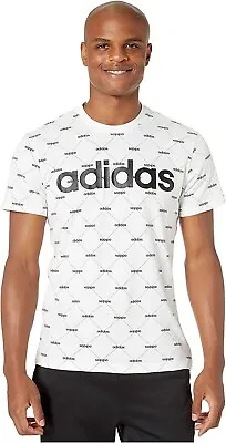 Adidas White W/ Black Logo Core Favorite Tee Diamond Pattern Men's Cotton L NEW • $14.21