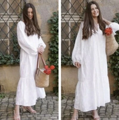 $49.99 • Buy Zara Embroidered White Eyelet Maxi Dress Size Medium