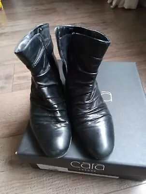 Cara London Ladies Black Leather Ankle Boots Scrunch Front Size 38-ladies Cara • £14.99