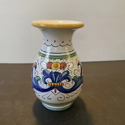 Vintage Deruta Vase Hand Painted Italy Italian 6” • $45