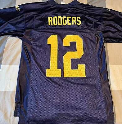 AARON RODGERS #12 Green Bay PACKERS Onfield Reebok Blue Jersey Size Medium • $20