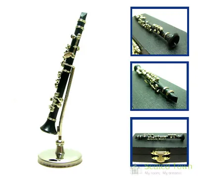 1:12 Toy Dollhouse Miniature Clarinet Musical Instrument W/ Box Stand Music Gift • $14.33