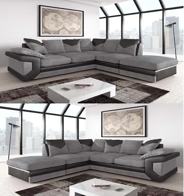 £499.99 • Buy *new Dino Fabric Corner Sofa Set Grey Jumbo Cord **foam Seating** Left Or Right