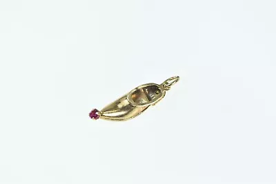 14K Moorish Shoe Lab-Created Ruby Curved Mughal Charm/Pendant Yellow Gold *97 • $79.95